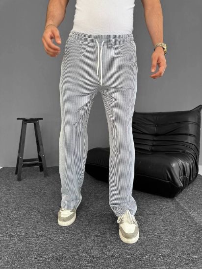 Su Yolu Çizgili Cepli Pantalon - Gri resmi